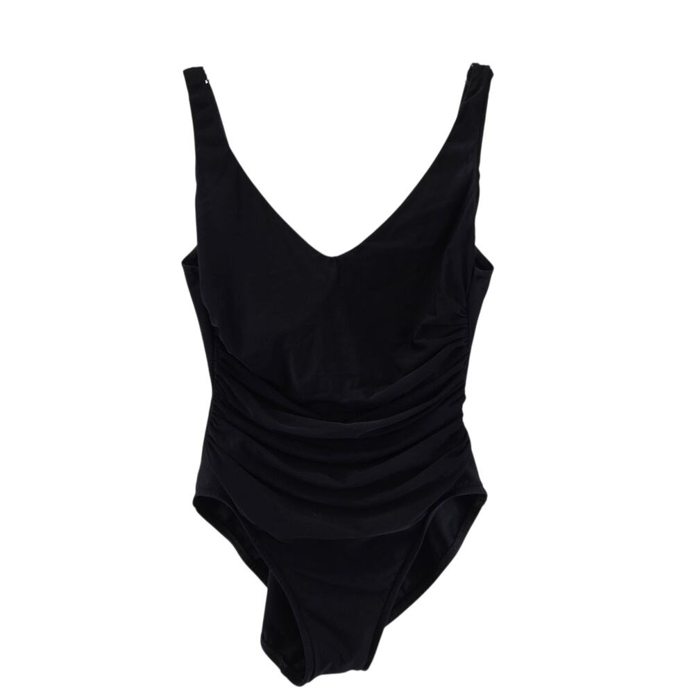 Miraclesuit Swimsuit Womens 10 Black Built In Underwire Bra Ruched Slimming